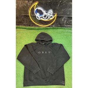 Obey Worldwide Streetwear Nouvelle II Black Hoodie Mens Size Large Embroidered‎